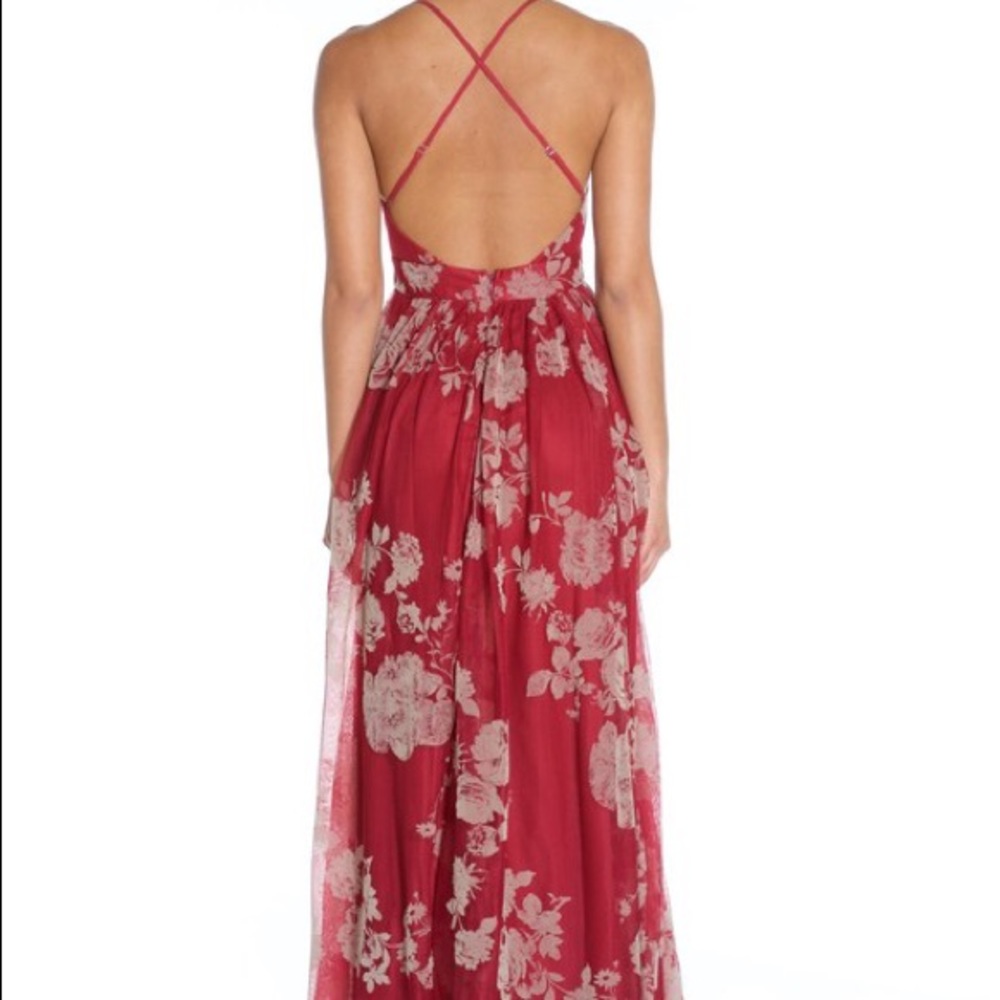 Almost gone! Burgundy Floral maxi gown M - Picture 3 of 3